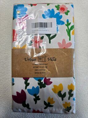 Urban Villa Floral Napkin Set 12-Pack 20"x20" 100% Cotton Blossom Print Easter